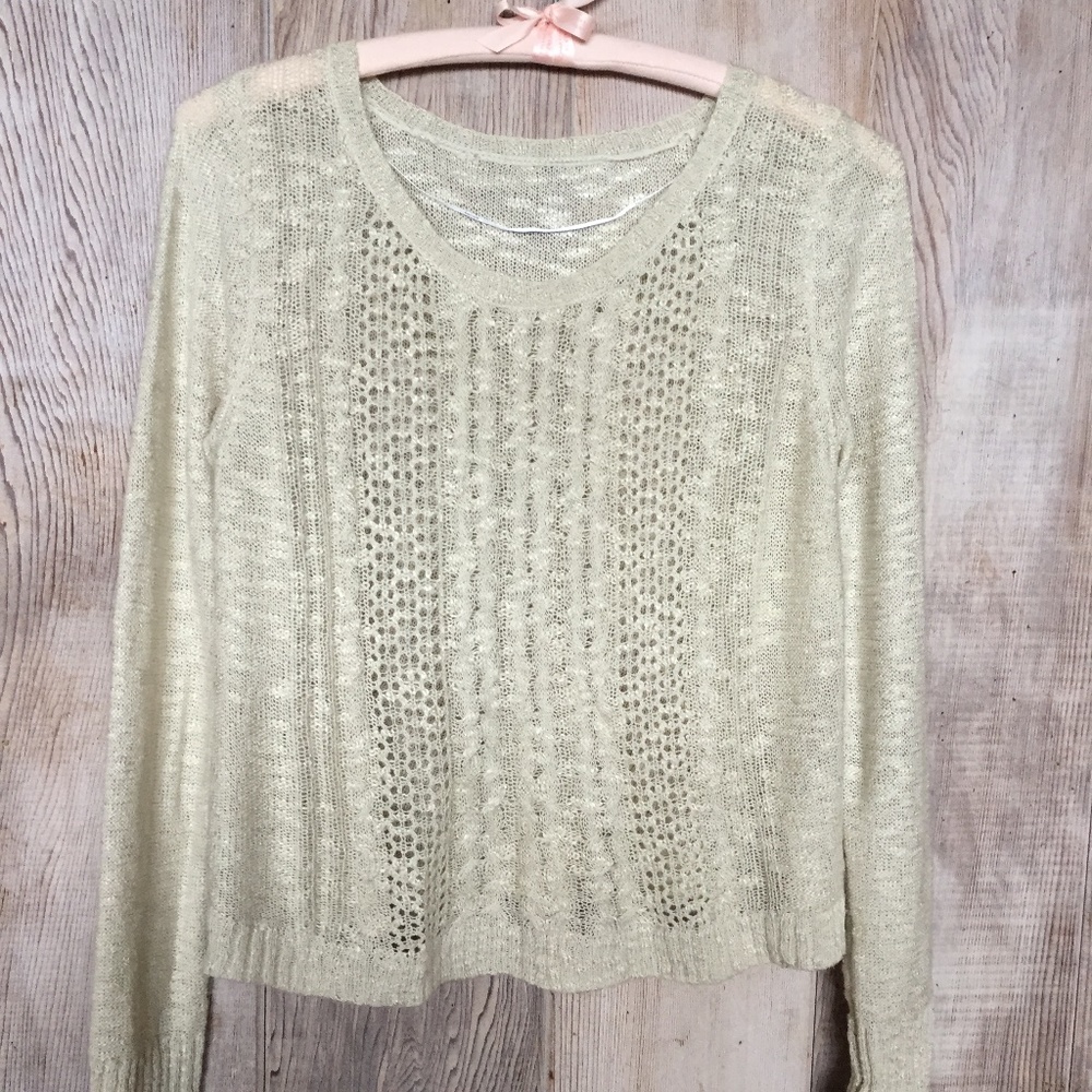 Kensie Cable Open Knit Sweater Long Sleeve